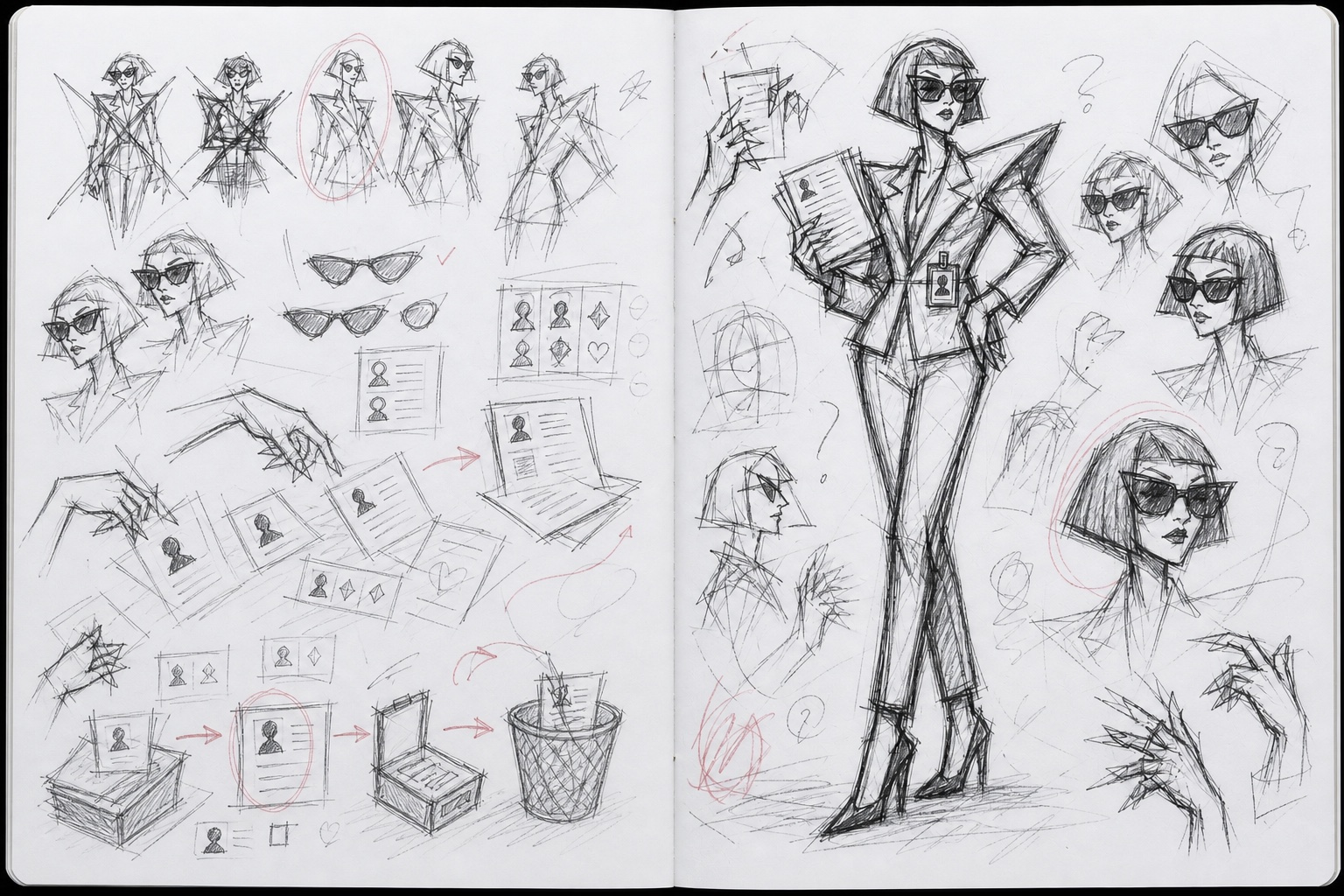 Early pencil explorations for The HR Agent